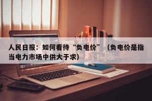 人民日报：如何看待“负电价”（负电价是指当电力市场中供大于求）